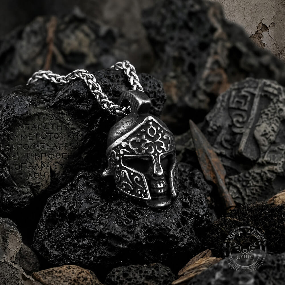 Viking Warrior Helmet Skull Pendant in Stainless Steel