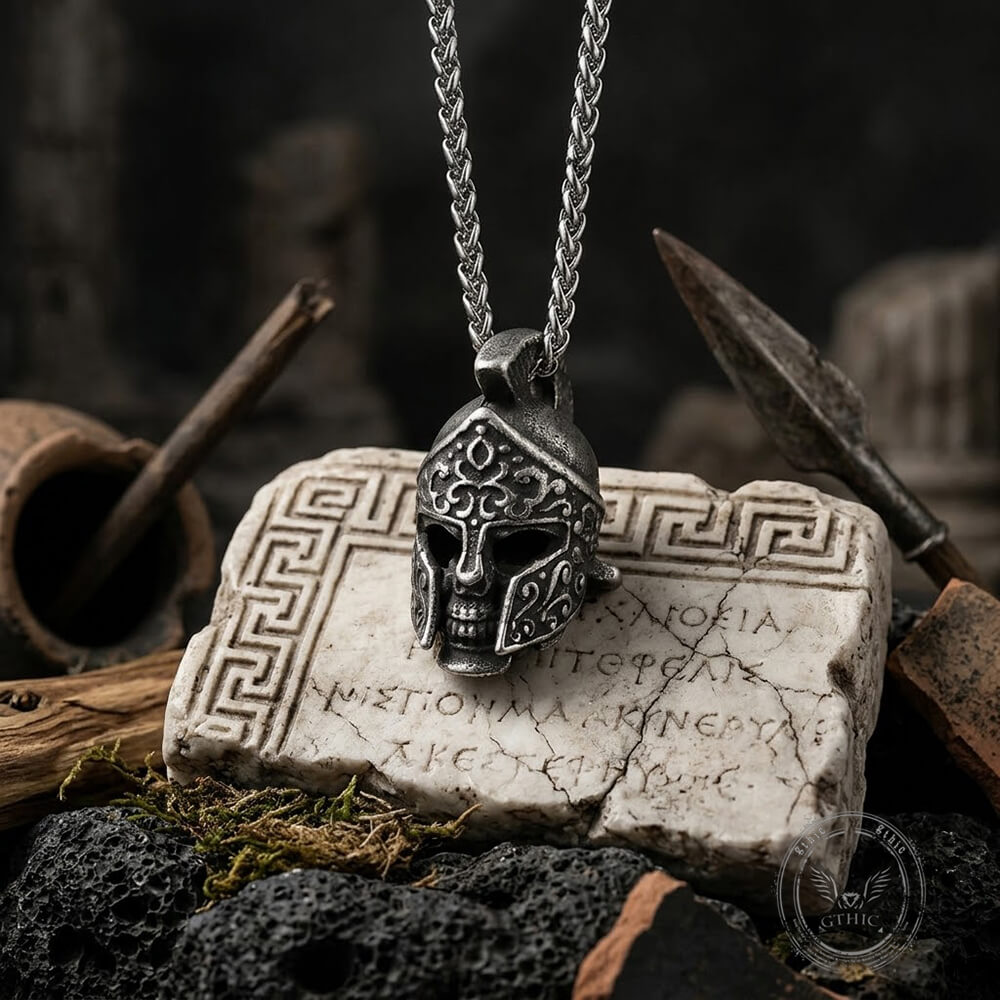 Viking Warrior Helmet Skull Pendant in Stainless Steel