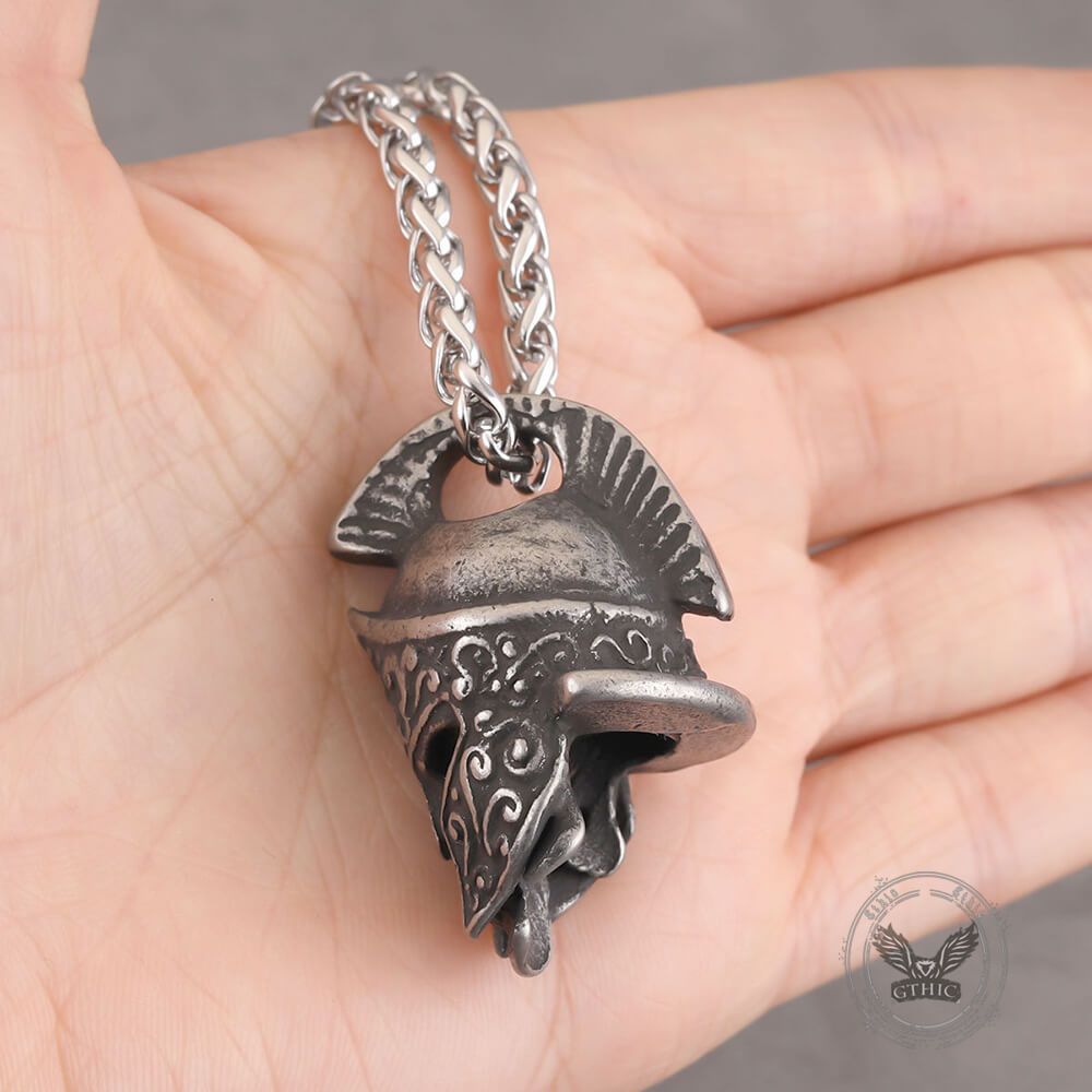 Viking Warrior Helmet Skull Pendant in Stainless Steel