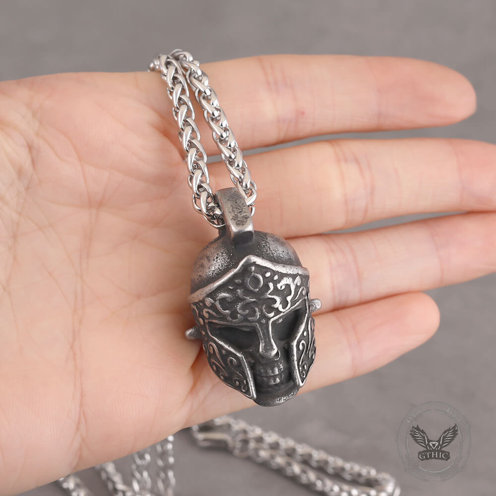 Viking Warrior Helmet Skull Pendant in Stainless Steel