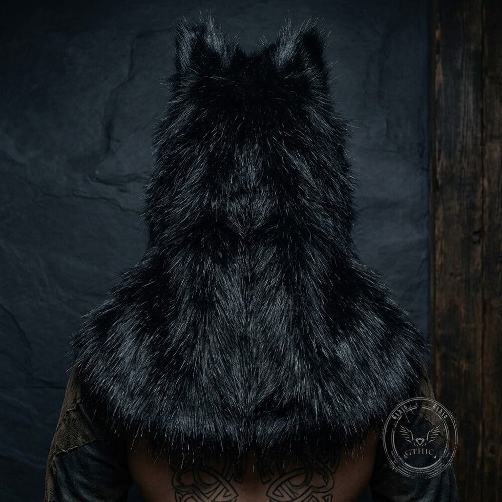 Viking Wolf Head Faux Fur Savage Tribal Hat