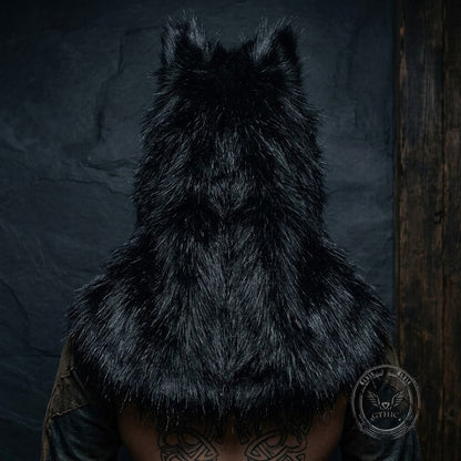Viking Wolf Head Faux Fur Savage Tribal Hat