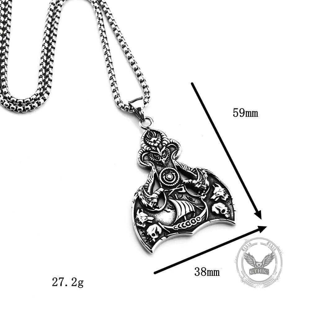 Viking Wolf Raven Stainless Steel Anchor Pendant