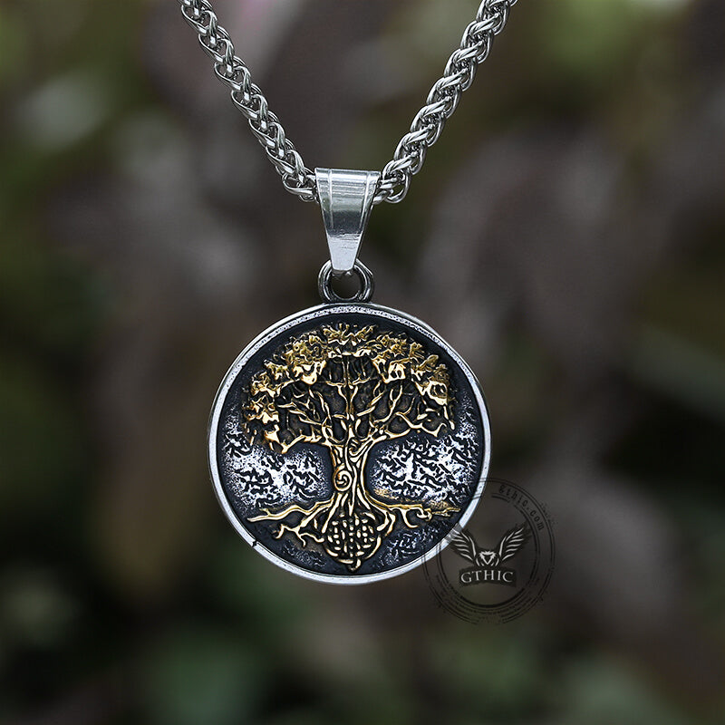 Viking Yggdrasil Tree of Life Pendant in Stainless Steel