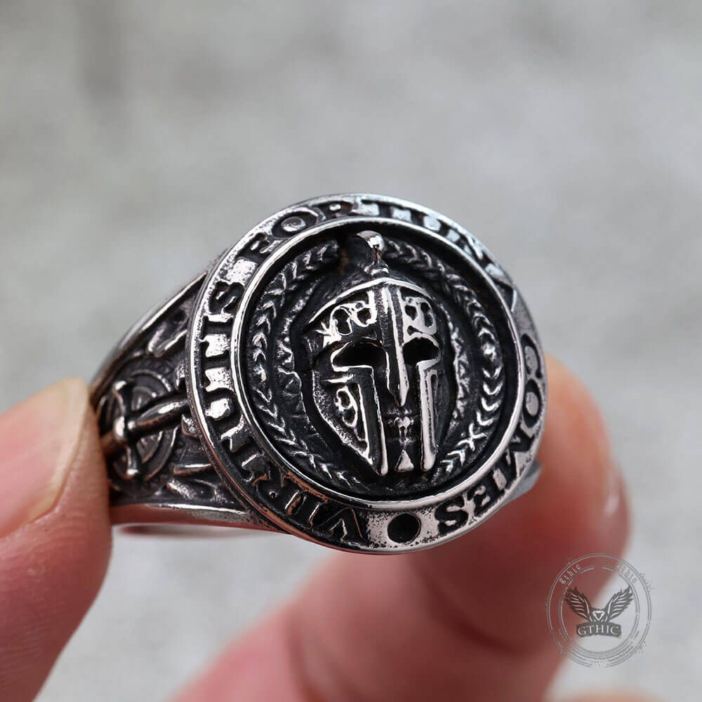 Vintage-Style Spartan Helmet Ring in Stainless Steel