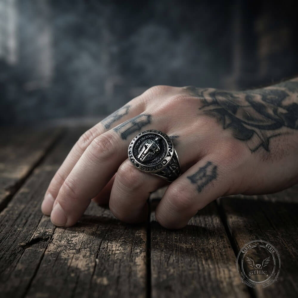 Vintage-Style Spartan Helmet Ring in Stainless Steel
