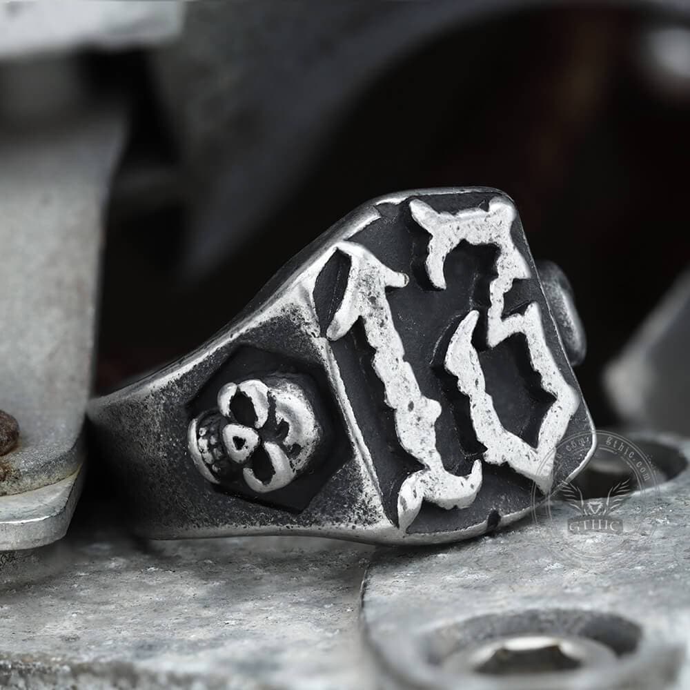 Vintage 13 Stainless Steel Skull Ring