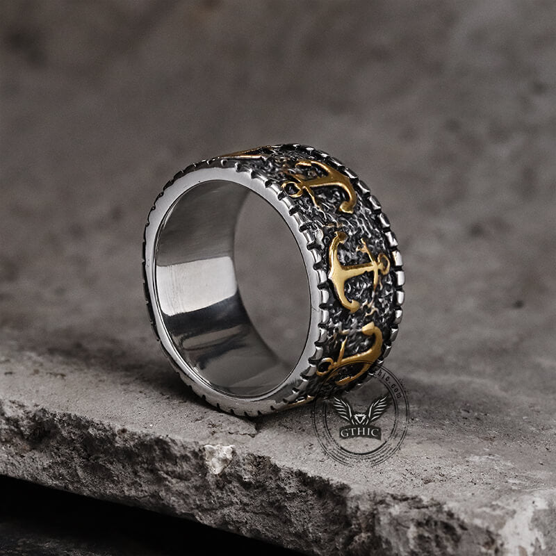 Vintage Anchor Marine Ring in Stainless Steel