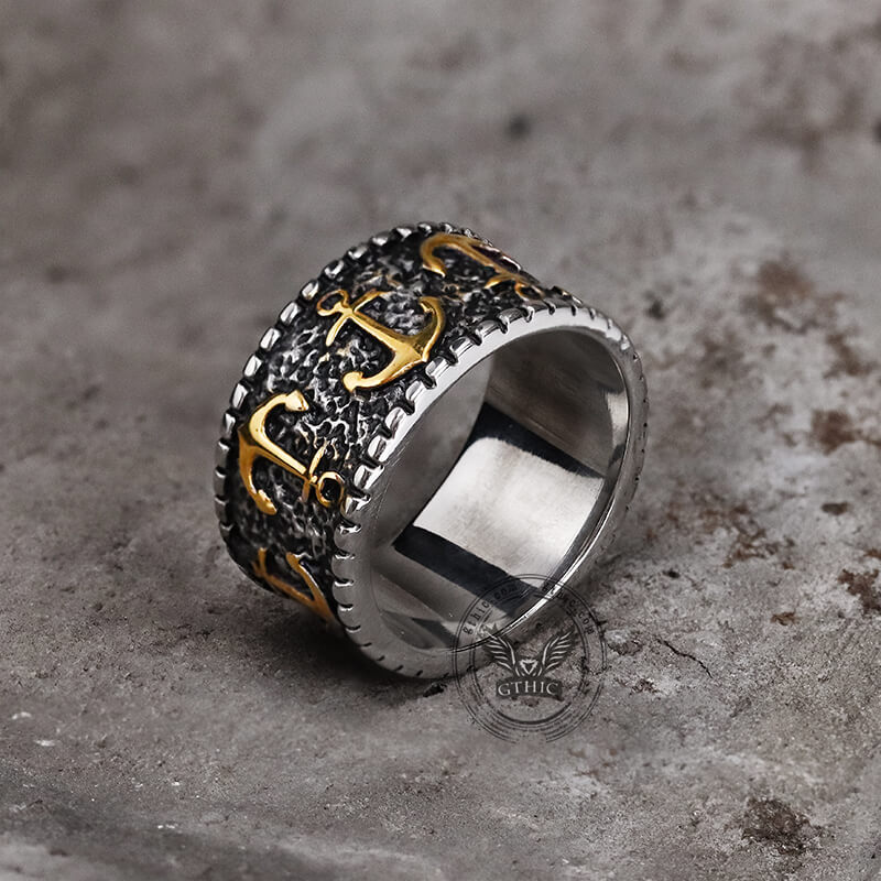 Vintage Anchor Marine Ring in Stainless Steel