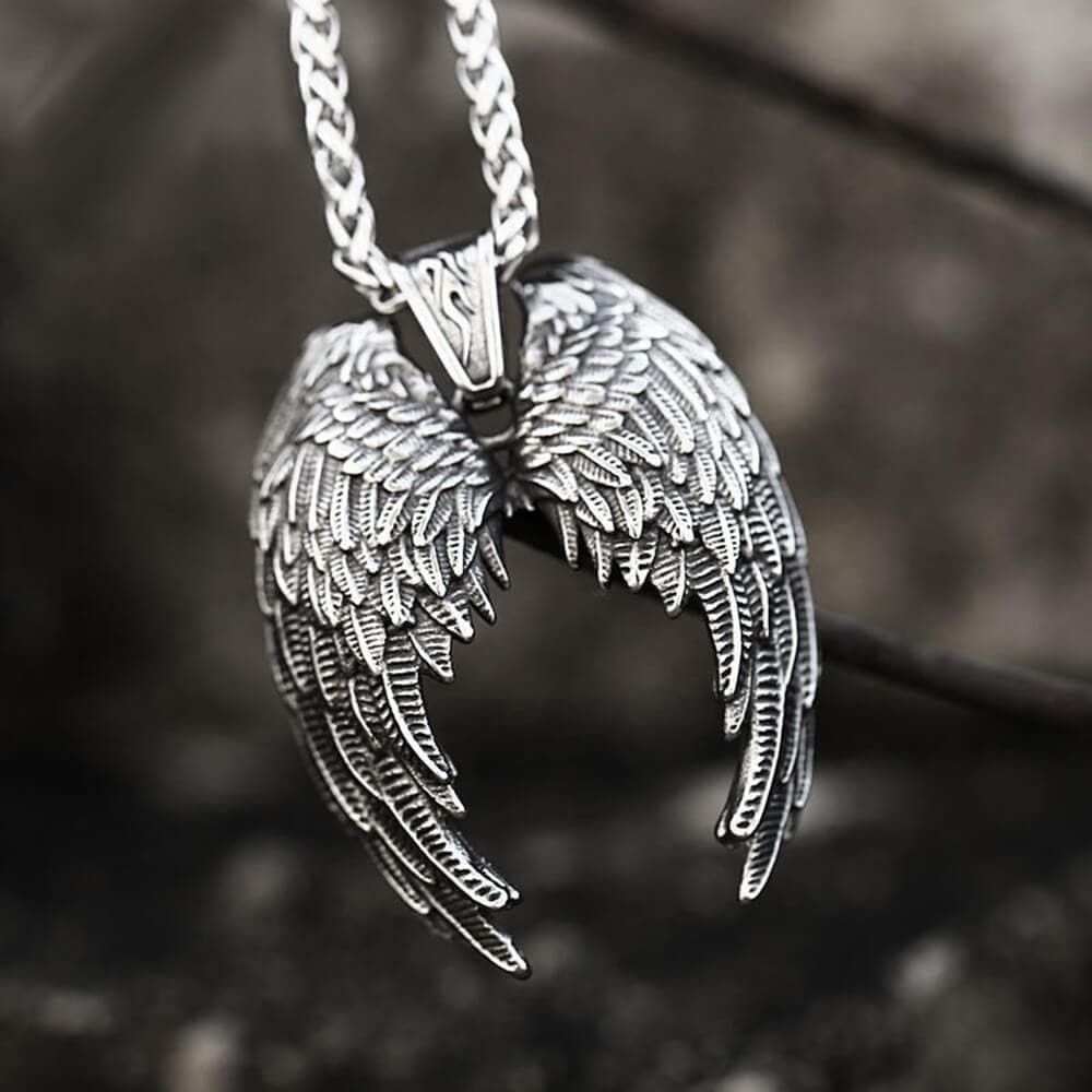 Vintage Angel Wings Pendant in Stainless Steel