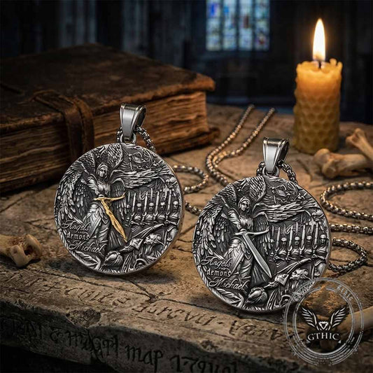 Vintage Angels And Demons Michael Pendant in Stainless Steel