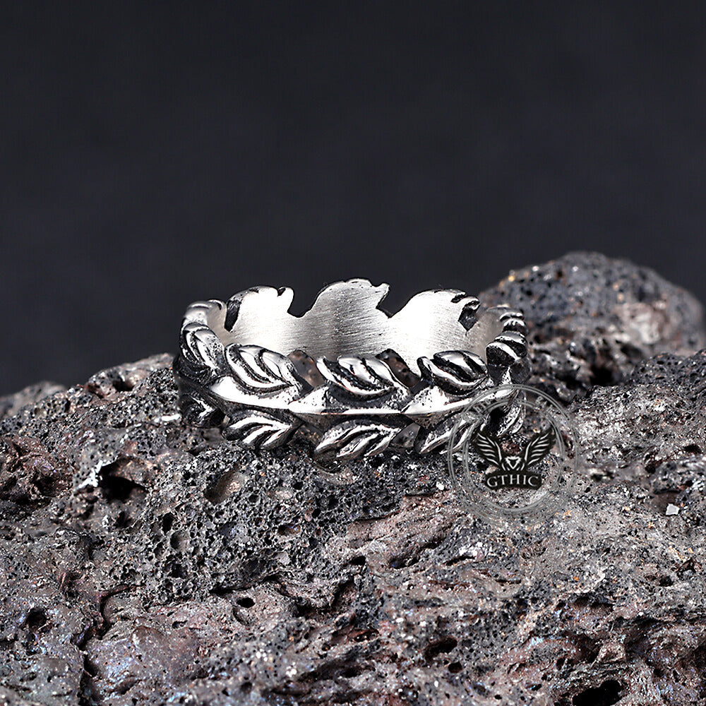 Vintage Animal Feather Ring in Stainless Steel