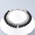 Vintage Beads Cuban Chain Bracelet in Stainless Steel