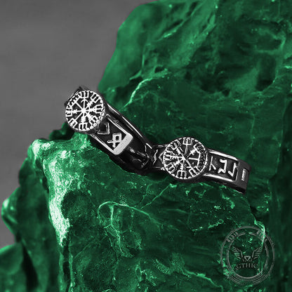 Vintage Compass Rune Hoop Earrings in Stainless Steel
