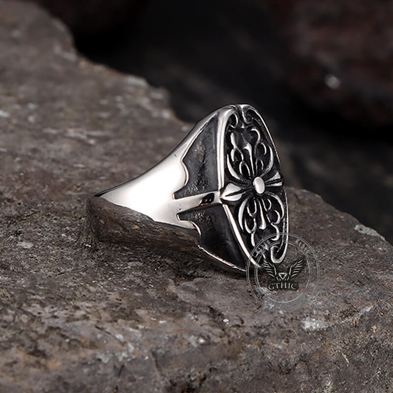 Vintage Cross Pattern Punk Ring in Stainless Steel