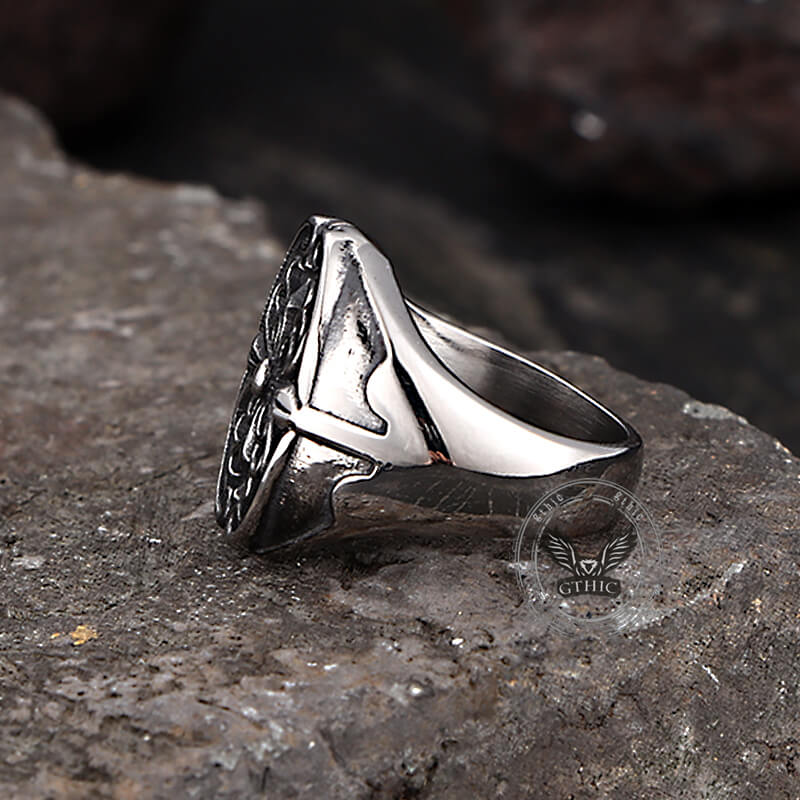 Vintage Cross Pattern Punk Ring in Stainless Steel