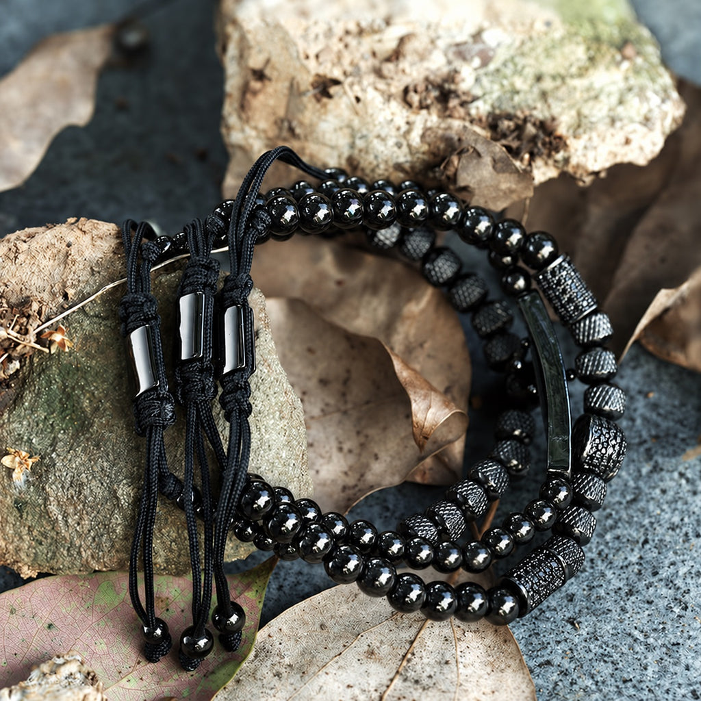 Vintage Crown Stainless Steel Skull Bracelet Set