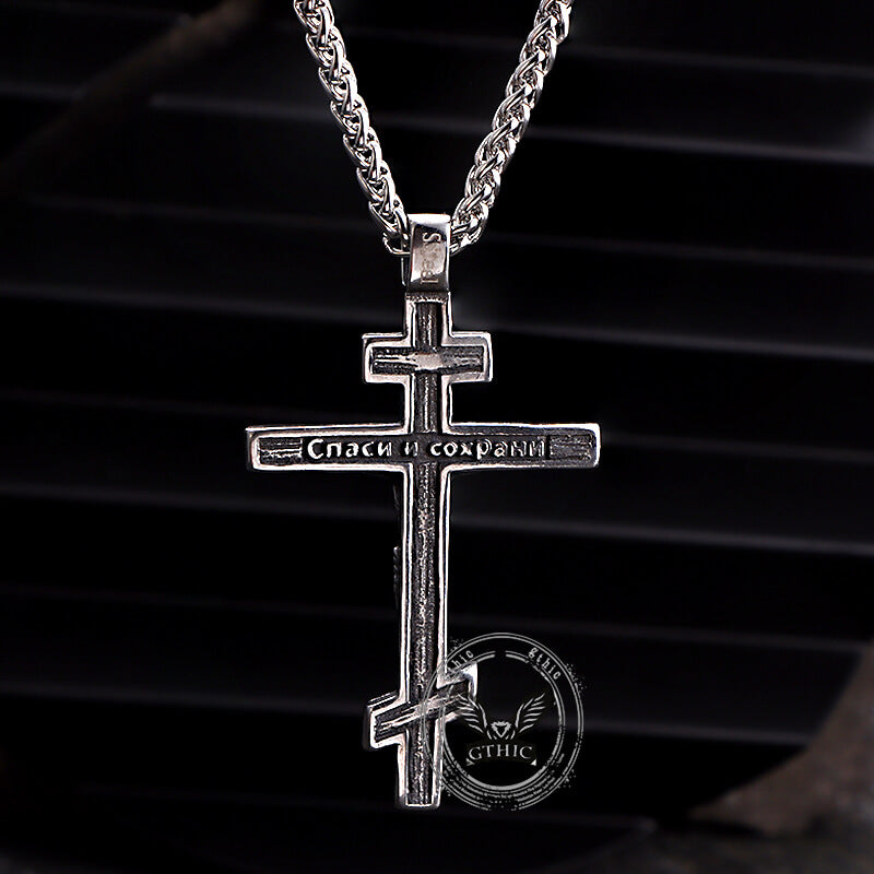 Vintage Crucifixion of Jesus Cross Pendant in Stainless Steel