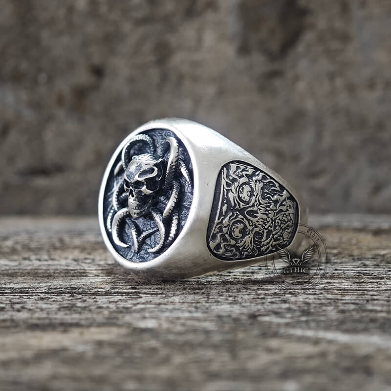 Vintage Demon Skull Silver Ring