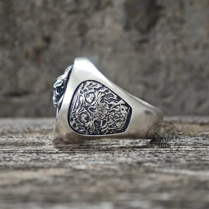 Vintage Demon Skull Silver Ring