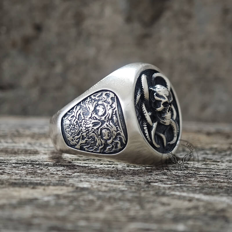 Vintage Demon Skull Silver Ring