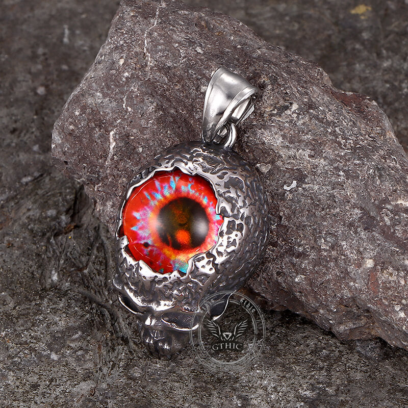 Vintage Devil Eye Skull Pendant in Stainless Steel