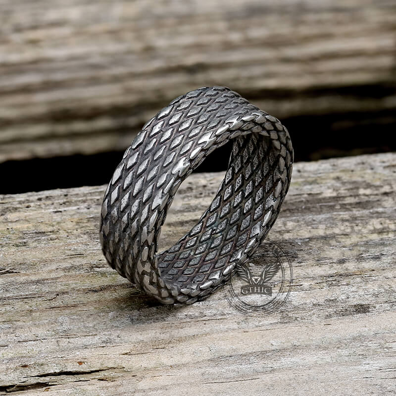 Vintage Diamond Dragon Scale Ring in Stainless Steel