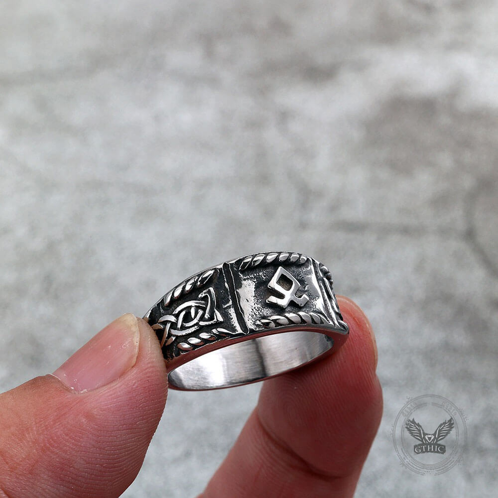 Vintage Distressed Celtic Knot Viking Ring in Stainless Steel
