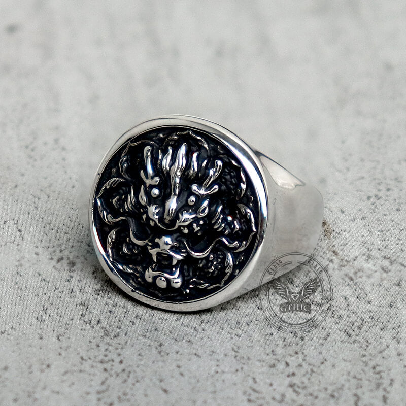 Vintage Dragon Head Pattern Ring in Stainless Steel