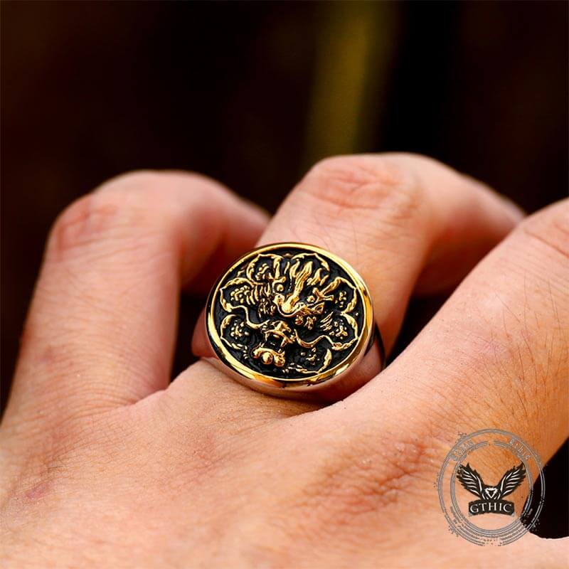 Vintage Dragon Head Pattern Ring in Stainless Steel