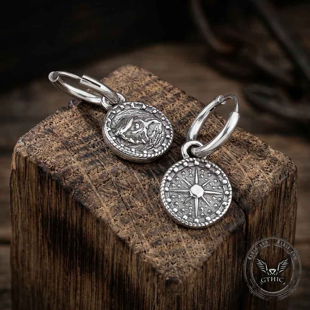 Vintage Eagle Head Drop Earrings in Stainless Steel