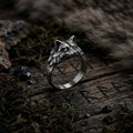 Vintage Embossed Wolf Head Ring in Stainless Steel
