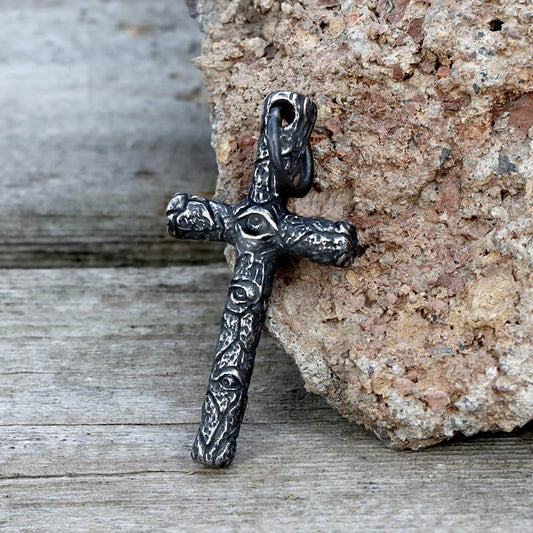 Vintage Evil Eye Cross Pendant in Stainless Steel