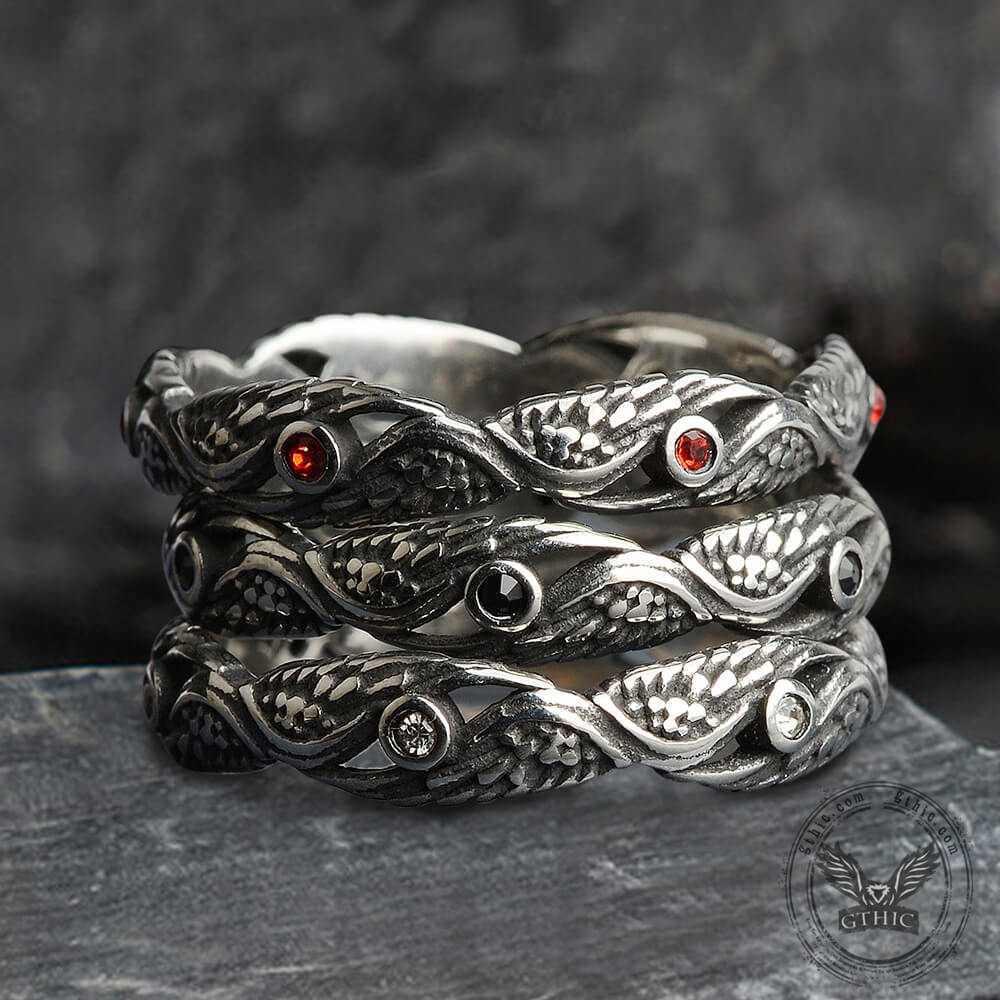 Vintage Feather Wings Ring in Stainless Steel