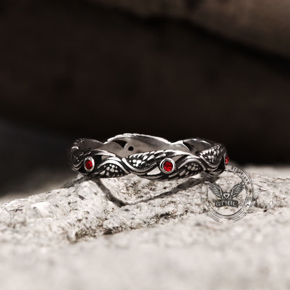 Vintage Feather Wings Ring in Stainless Steel