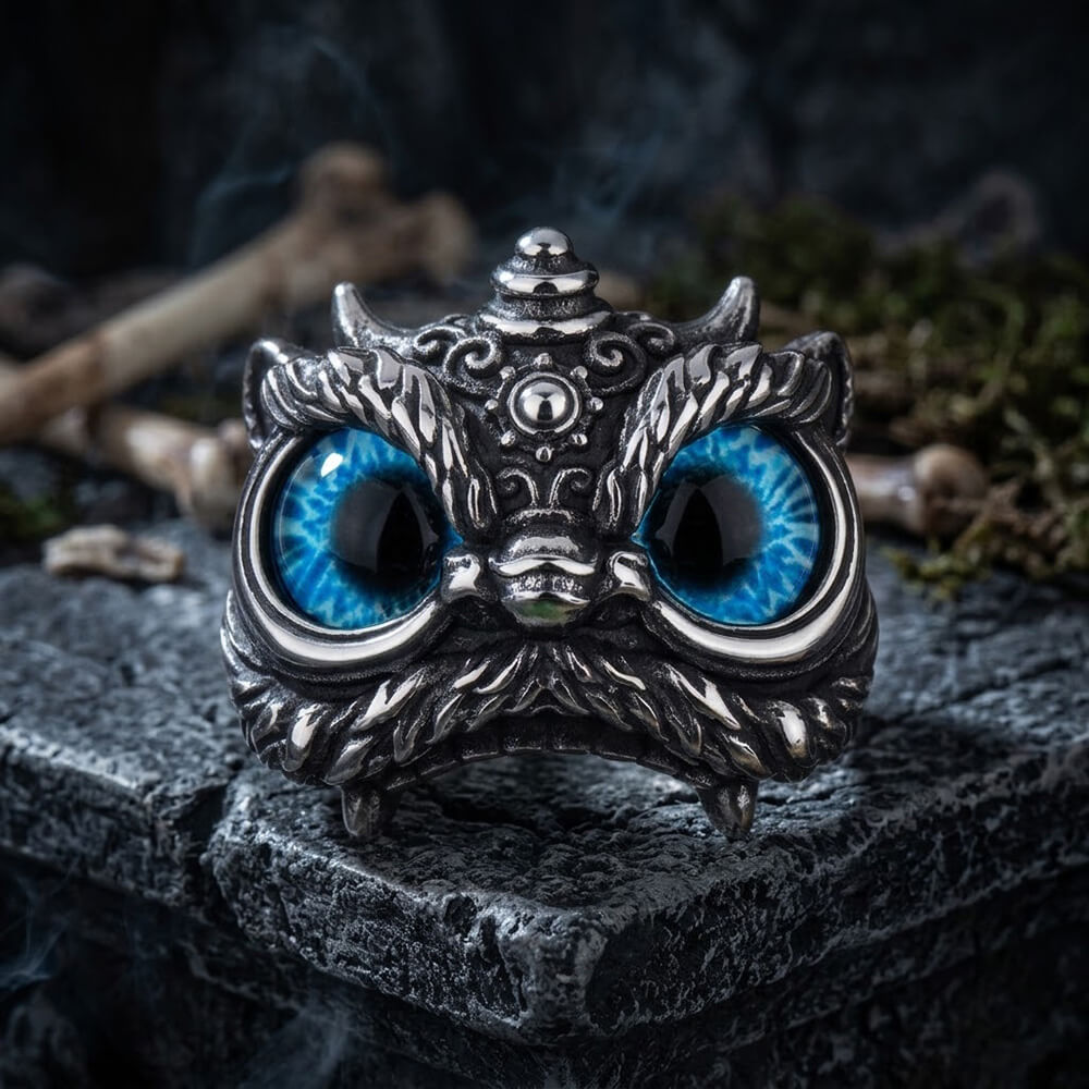 Vintage Gem Lion Dance Ring in Stainless Steel