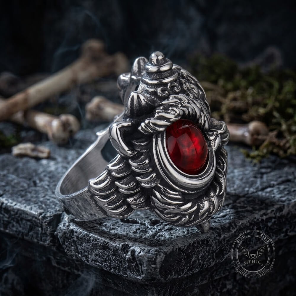 Vintage Gem Lion Dance Ring in Stainless Steel