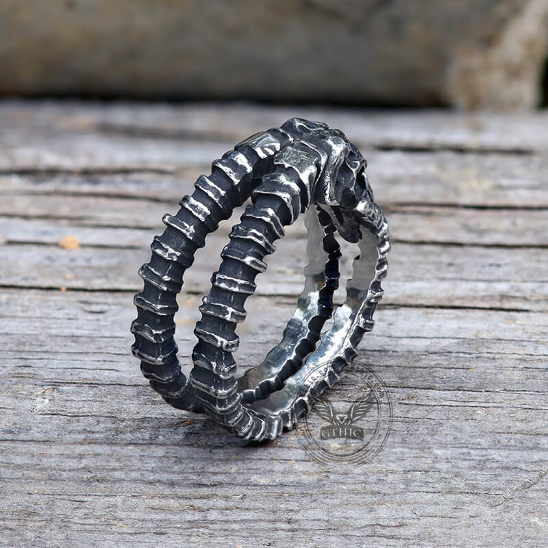 Vintage Goat Head Skull Stainless Steel Open Ring