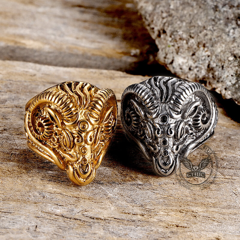 Vintage Goat Head Ring in Stainless Steel