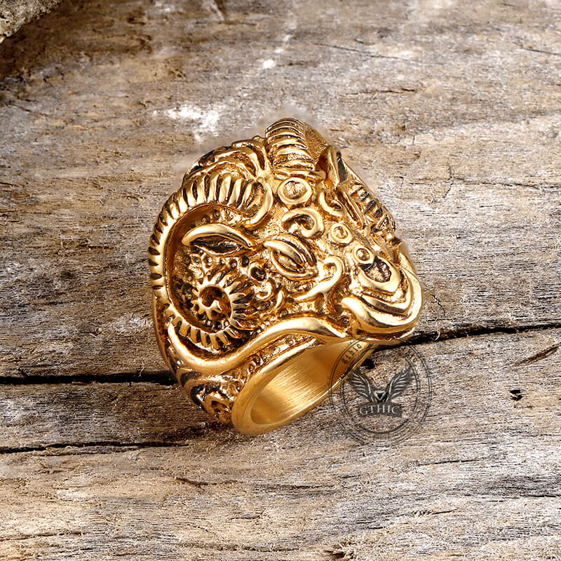 Vintage Goat Head Ring in Stainless Steel