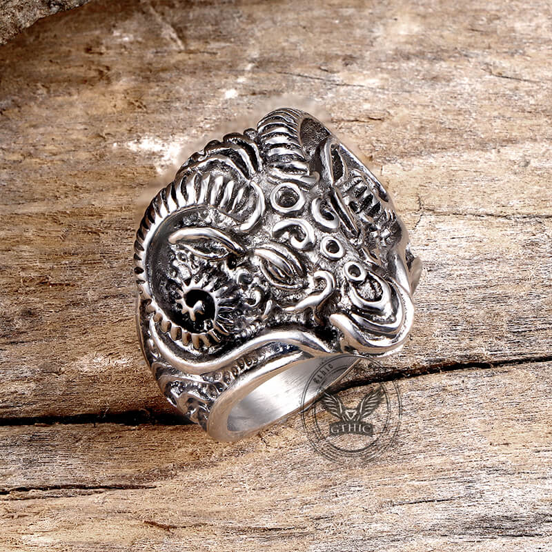 Vintage Goat Head Ring in Stainless Steel
