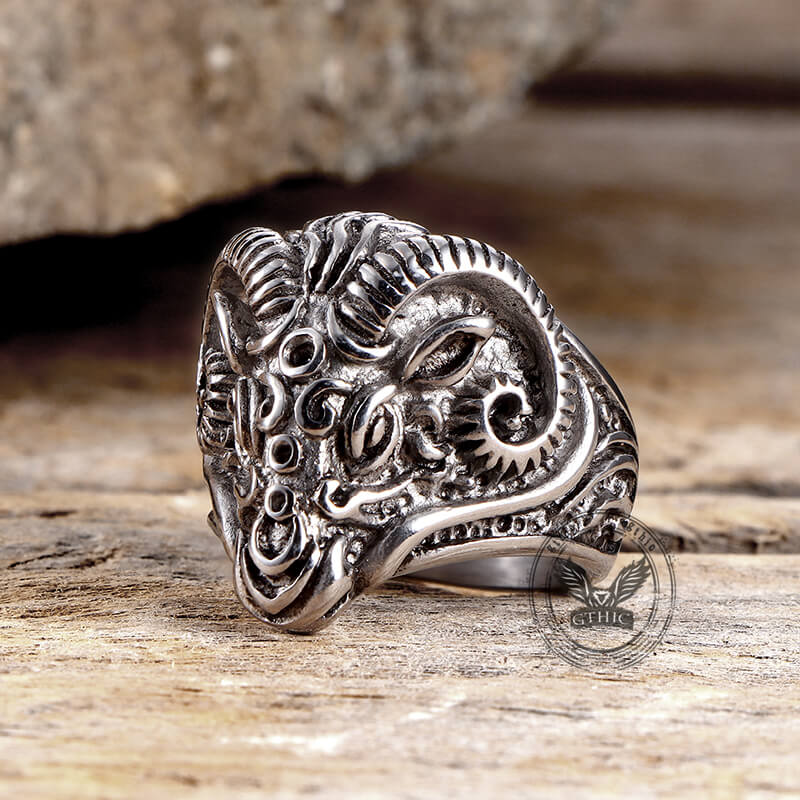 Vintage Goat Head Ring in Stainless Steel