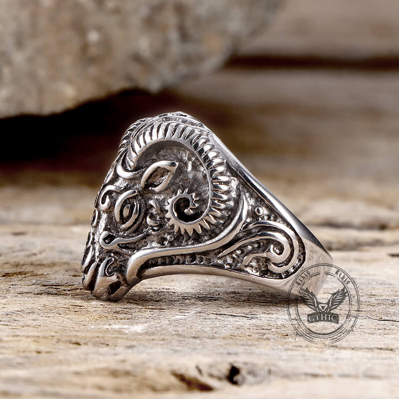 Vintage Goat Head Ring in Stainless Steel