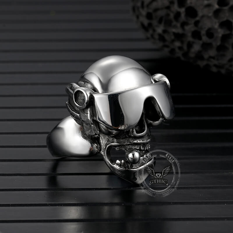 Vintage Goggles Skull Stainless Steel Ring