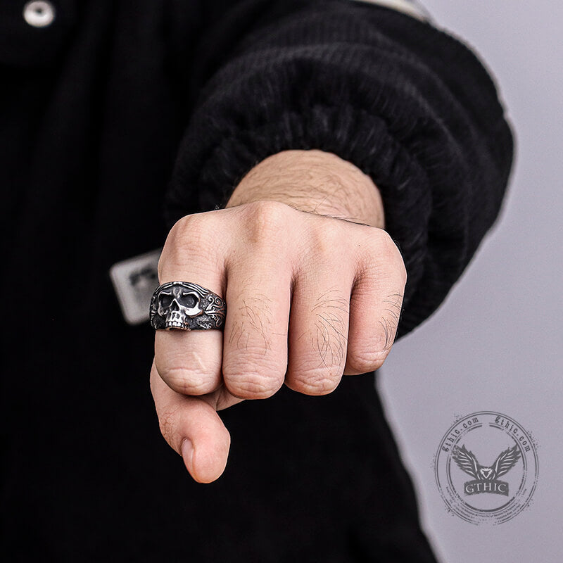 Vintage Goth Stainless Steel Skull Ring