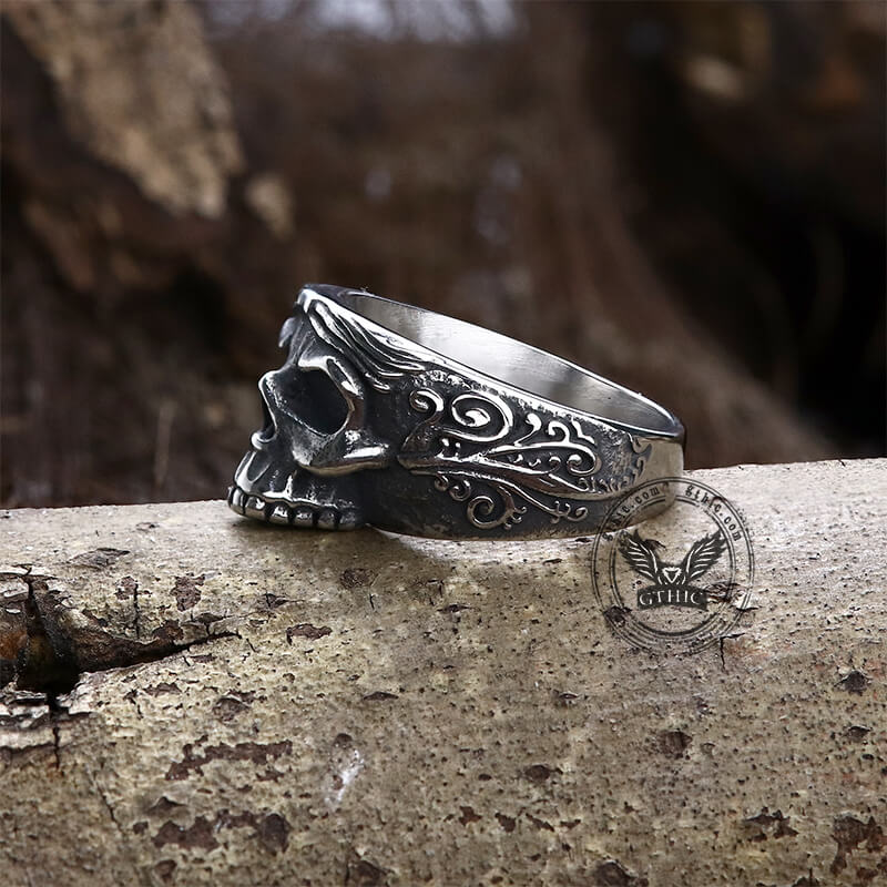 Vintage Goth Stainless Steel Skull Ring