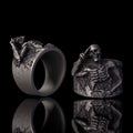 Vintage Half Skull Salute Sterling Silver Ring
