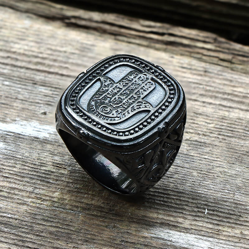 Vintage Hand of Fatima Ring in Stainless Steel