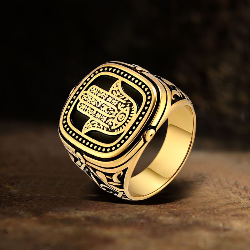 Vintage Hand of Fatima Ring in Stainless Steel