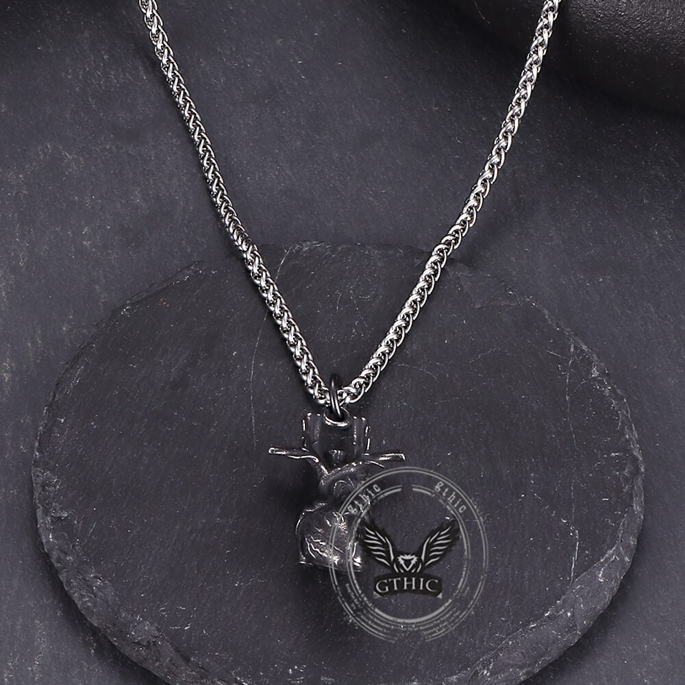 Vintage Heart Shape Pendant in Stainless Steel